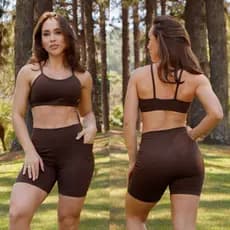 Conjunto Fitness Top alça e Short com bolso / Roupa de Treino Academia Zero transparencia