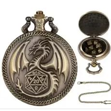 Case de bolso com mini dados de RPG.