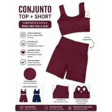 Conjunto Fitness Feminino Canelado Top + Short Cintura Alta Academia