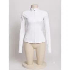 jaqueta esportiva slim fit com gola alta e furos para o polegar.