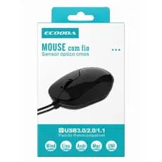 Mouse USB Com Fio Óptico ECOODA Sensor CMOS Para PC Notebook