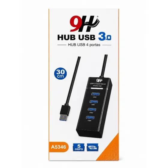 Hub USB 3.0 4 Portas 5Gbps Extensor USB para PC, Ps4, Ps5, Celular 30cm