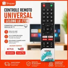 Controle Remoto Universal para TV Smart LED/LCD LeLong LE-7738 Netflix YouTube Globoplay