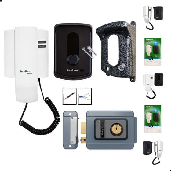 Kit Interfone Porteiro Residencial IPR 8010 Intelbras Com Fechadura Combo Oficial