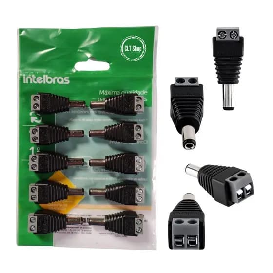 Pct 10 Conector P4 Macho CONEX 1000 P4 Macho CFTV Intelbras