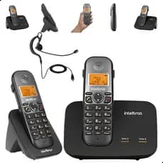 Kit Telefone Intelbras TS 5150 Bina 2 Linhas Viva Voz Display Iluminado com Ramal e Headset