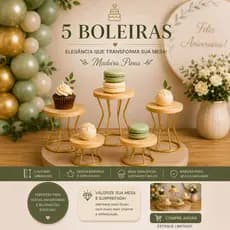 Kit 5 Boleiras Suporte De Doces E Bolo Decoração De Festa G M P Várias Cores Premium