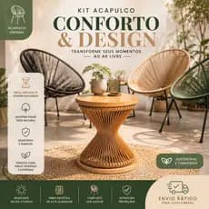 Kit Cadeira Acapulco Fibra Sintética Com Ou Sem Mesa Ampulheta