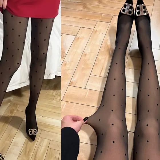 Meia Calça Coração ou Bolinha Forrada de Pélucia Translúcida/Transparente
