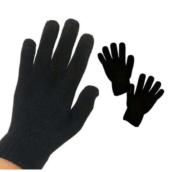 Par de luvas pretas,De,lã adulto inverno,frio,termica,quentes,basica unisex.Promoção