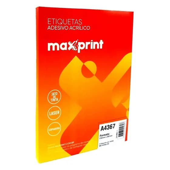 Etiqueta Ink/Laser A4 367 com 100 Folhas - Maxprint