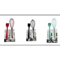 Jogo  Utensílios De Cozinha Pincel e Batedor De Claras Em Silicone Cores Linha Premium Original Line