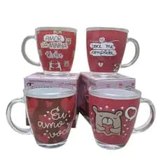 Caneca De Vidro Estampada Ursinhos Amor Namorados 380 ML KeHome