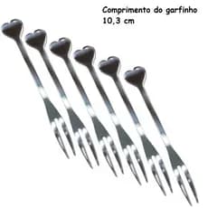 Jogo de 6 Garfinhos Para Petisco Modelo Coração Inox Ref.UD210101 - UnyHome