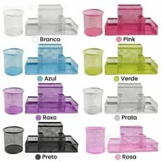 Kit Porta Caneta + Porta Treco Organizador Mesa Escritório