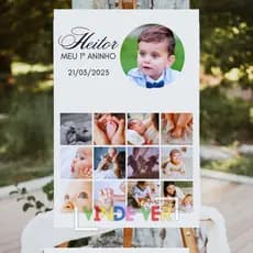 Quadro Placa Recepção de Aniversário Fotos Personalizadas Meu 1º Ano