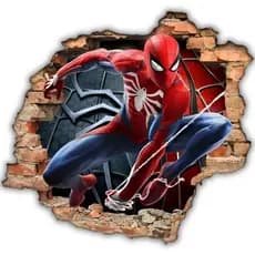 Adesivo de Parede Homem Aranha Decorativo Buraco Falso 3D Quarto Infantil