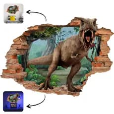 Adesivo Dinossauro Parede Buraco Falso 3D Decorativo Infantil Quarto