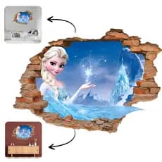 Adesivo Frozen Elsa Decorativo Infantil Falso Buraco Papel de Parede