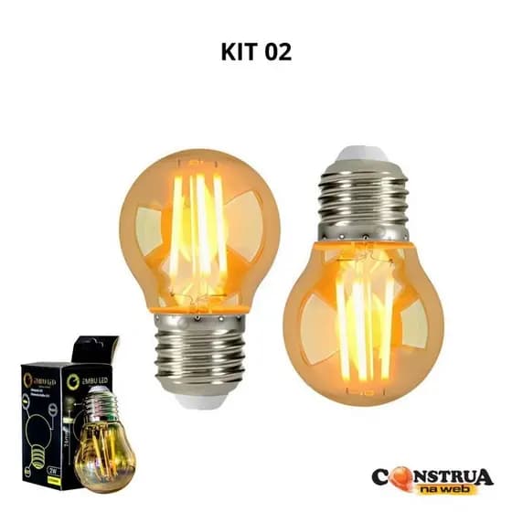 kit 2 Lâmpada Filamento De Led Bulbo G45 Vintage Retro E27 Bivolt 5.0
