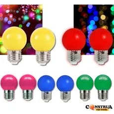 kit 05 Lâmpadas Led Mini Bulbo Bolinhas E27 1w Coloridas 110V