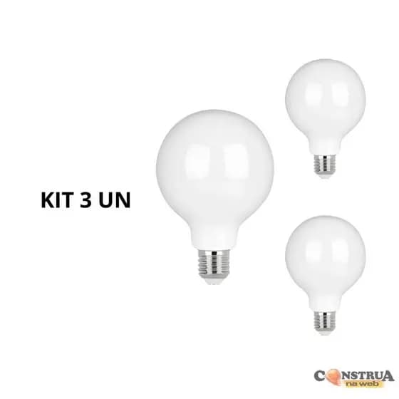 Kit 3 Lâmpada De Filamento Led G80 Leitosa Bivolt 4w BRANCO FRIO