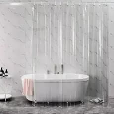 Cortina Para Box De Banheiro Transparente Cristal Com Ganchos Plástico 100% Polietileno Perfetto