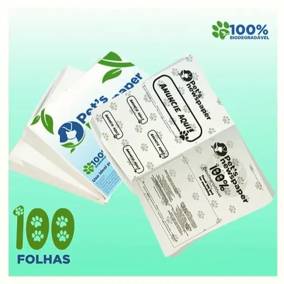 Tapete Higiênico Ecológico de Jornal - Folhas Grandes de Qualidade (Pacote com 100 unidades)