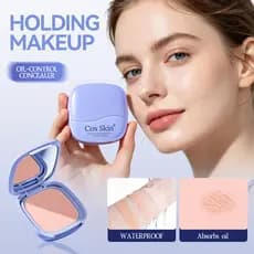 Pó Compacto CosSkin Oil-Control Matte, Natural, de Longa Duração, Não Acumula, Efeito de Foco Suave.
