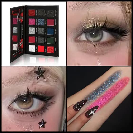 Paleta de sombras K'APEINE com 15 cores em vermelho gótico e preto, estilo esfumado para garotas ousadas, paleta de somb