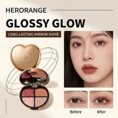 Paleta de Sombras para Olhos HERORANGE com Quatro Cores, Acabamento Matte e Brilhante, para Uso Diário