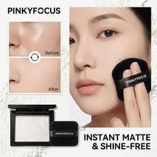 Pó Compacto Matte Suave Pinkyfocus para Disfarçar, Controlar a Oleosidade, Iluminar e Fixar a Maquiagem de Forma Natural