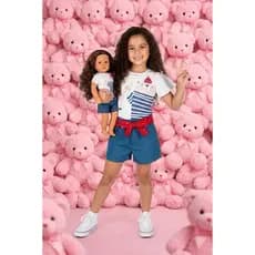 Conjunto Infantil/Conjunto de Menina/Roupa Infantil/Roupa de Criança/Moda Infantil/Menina/Jeans/Boneca/Look de Menina