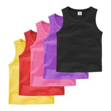 Kit 5 Camisetinha Regata Infantil 0 a 3 anos Unissex Menina Menina Sortidas Cores Lisas e Estampadas