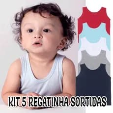 Kit 5 Regatas Infantil Básica Bebe Menina Menino Criança 0 a 3 Anos Cores Lisas e Estampadas Sortida