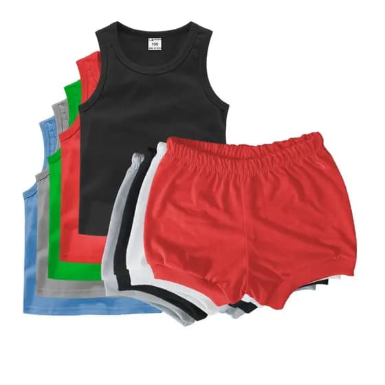 Kit com 10 Peças Infantil Bebe 5 Tapa Fralda e 5 Camiseta Regata Bebê Menina Menino Enxoval