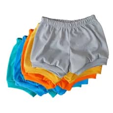 Kit 5 Peças Short Tapa Fralda para Bebê Menino Menina Cores Lisa e Estampada Promoção Enxoval