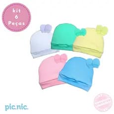Kit 3 Touca e 3 Luva Para Bebê Recém Nascido 100% Algodão Menino Menina Antialérgico Maternidade