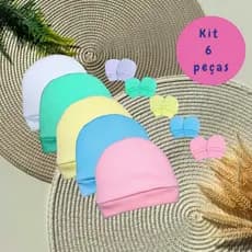Kit 3 Toucas Com 3 Pares De Luvas Para Bebê Recém Nascido Maternidade Algodão Menino Menina