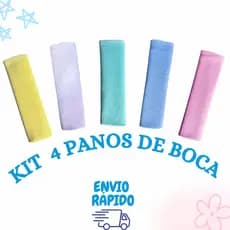 Kit 4 Pano De Boca Paninho Babete 100% Algodão Menino Menina Naninha
