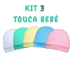 Kit 3 Touca Bebê Recém Nascido Menino e Menina Tecido 100% Algodão Toquinha Antialérgico