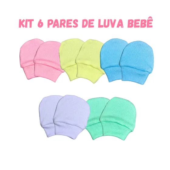 Kit 6 Pares Luvinhas Para Bebê Luvas Para Recém Nascido Malha Algodão Inverno Promoção