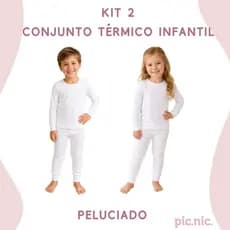 Kit 2 Conjunto Térmico Infantil Peluciado Segunda Pele Inverno Menino Menina Blusa Calça Flanelado