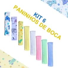 Kit 6 Paninhos de Boca Bebê Babador Recém Nascido Babete 100% Algodão Menino Menina