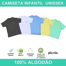 Kit 2 Camisetas Básicas Infantil Lisa 100% Algodão – Conforto Para o Dia a Dia