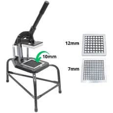 Picador Cabrita Industrial Manual Tripé Legumes Batatas Frios Profissional + 2 Lâminas 7mm/12mm