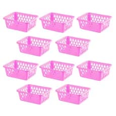 Kit 10 Cestinho Organizador Rosa Gaveta Armário Maquiagem Higiene Bebê