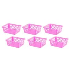 Kit 6 Cestinho Organizador Rosa Gaveta Armário Maquiagem Higiene Bebê