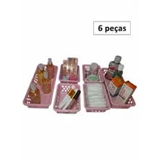 Cesto Organizador Kit 6 Grande e Pequeno Tamanhos Multiuso Casa Gaveta Prateleira Variadas