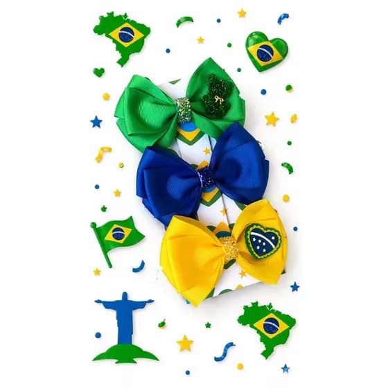 Kit laços copa do mundo Brasil acessório para menina